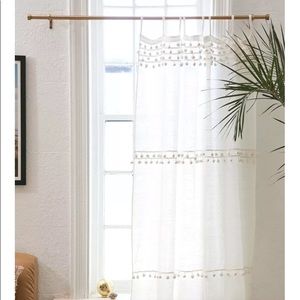 Urban Outfitters Averi Pompom Gauze Textured Window Curtain